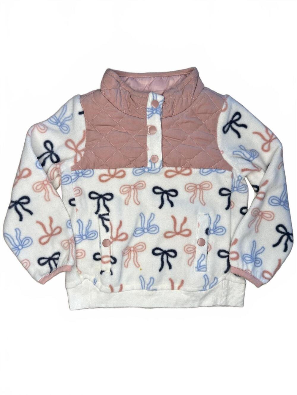 Happily Grey 3T Pink Bow Print Quilted Sweater
